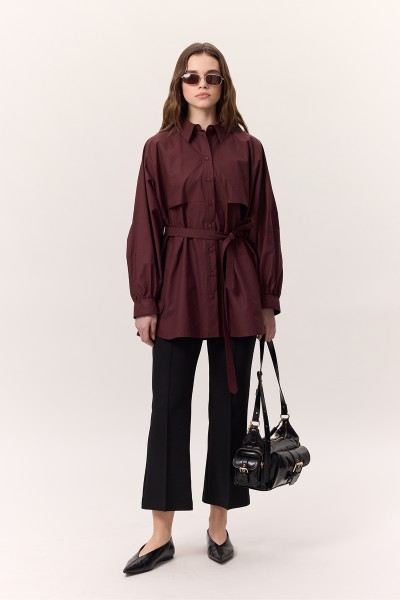 TRENCH-STYLE SHIRT BURGUNDY 
