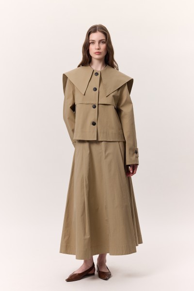 WIDE SKIRT WITH POCKET DETAILS SAND 