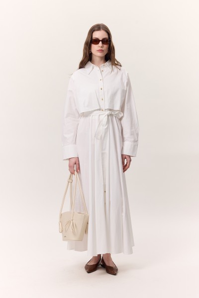 TRENCH STYLE SHIRT DRESS ECRU 