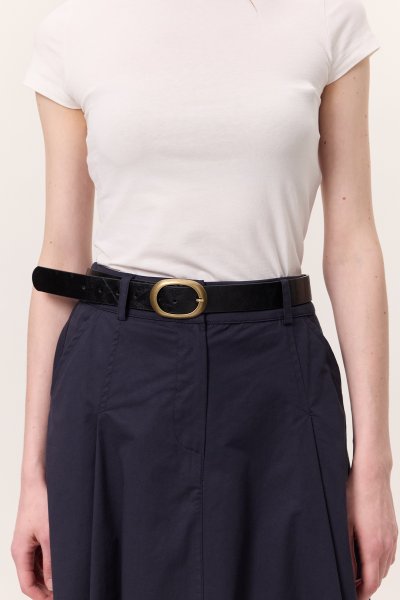 ANTİK TOKALI OVAL DERİ KEMER SİYAH 