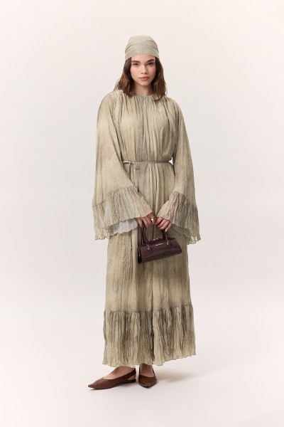 DESENLİ CRUSHLI KATLI ELBİSE RUBY 