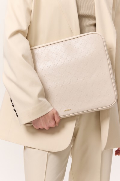 QUILTED LAPTOP BAG BEIGE 