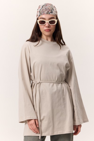 BAĞLAMA DETAYLI OVERSIZE TSHIRT TAŞ 