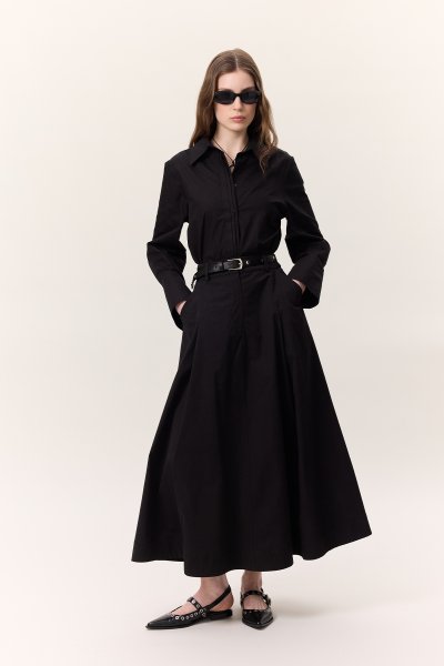 NERVÜR DETAYLI FIT GÖMLEK SİYAH 