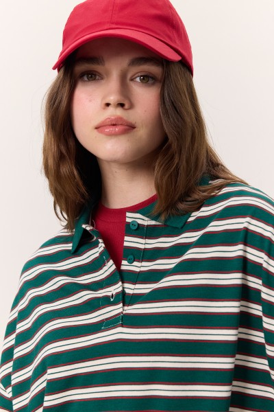 POLO COLLAR STRIPED SWEATSHIRT GREEN 