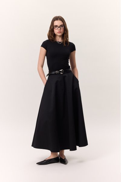 PREMIUM WIDE SKIRT BLACK 