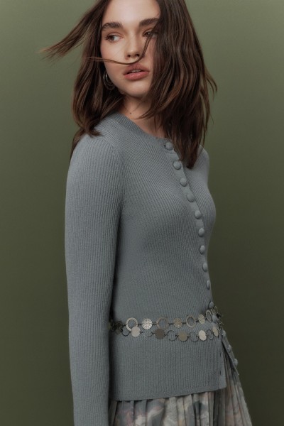 KÜÇÜK DÜĞMELİ TRİKO HIRKA MAVİ 