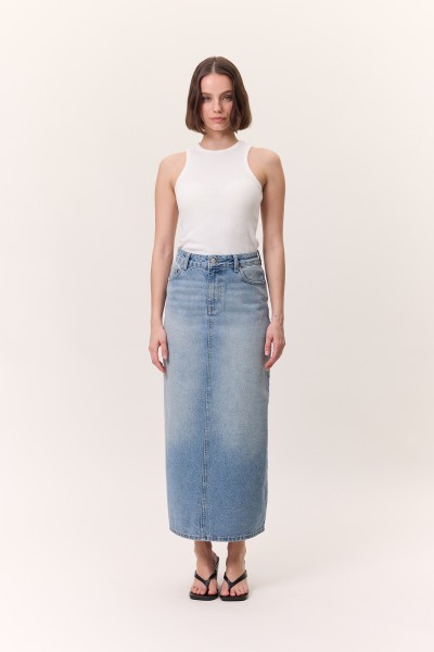 LONG DENIM SKIRT BLUE 