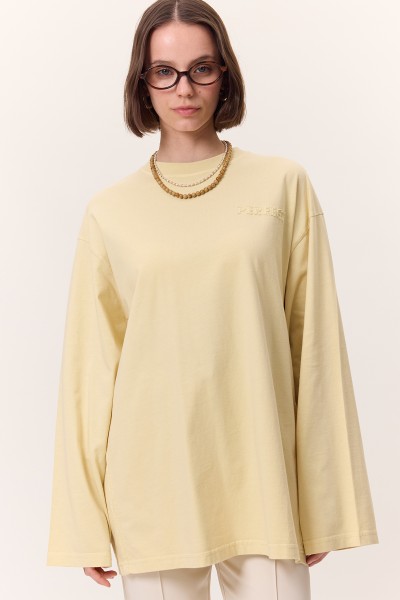 WASH EFFECT LONG SLEEVE TSHIRT YELLOW 