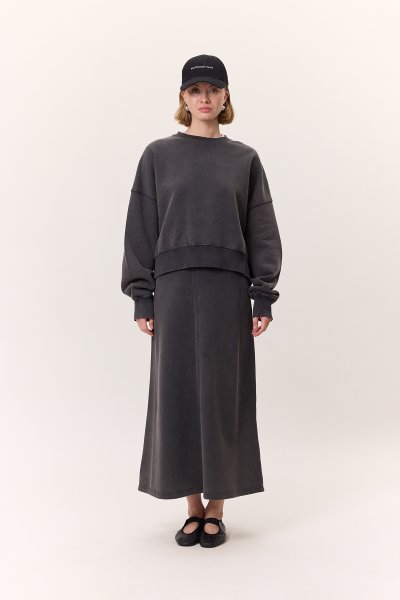 WASH EFFECT BELLY SKIRT ANTHRACITE 