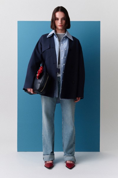 TOKA DETAYLI KRUVAZE TASARIM CEKET LACİVERT 