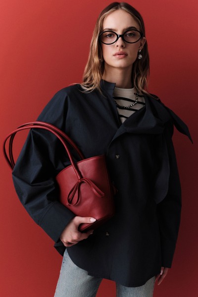 BAĞLAMALI DETAYLI TASARIM GÖMLEK LACİVERT 