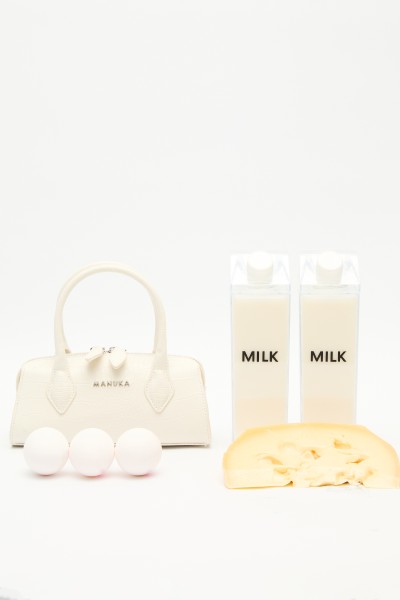 WOVEN LEATHER MINI BAG ECRU 