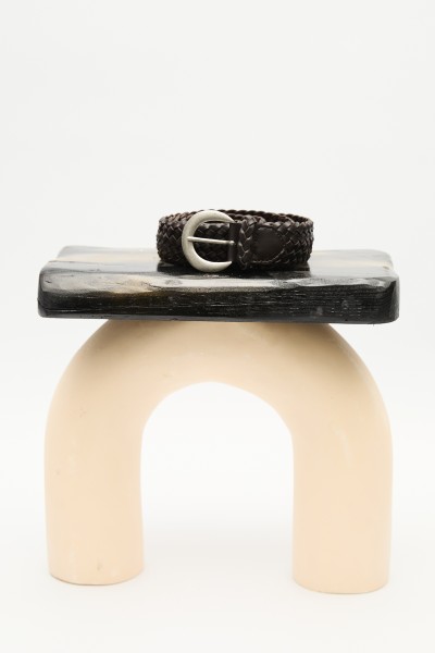 ÖRGÜ DERİ TOKALI KEMER KAHVERENGİ 