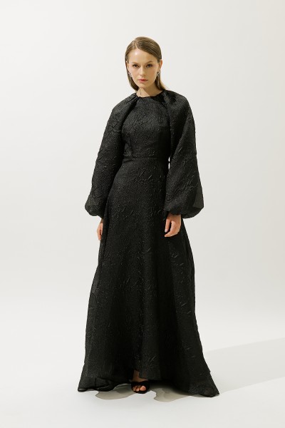 JAKAR ORGANZE ABİYE ELBİSE SİYAH 