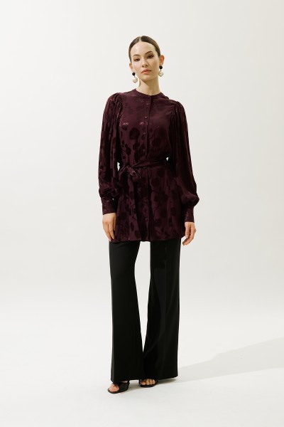 JACQUARD SATIN SHIRT CLARET RED 