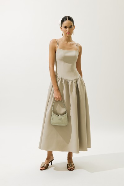 APRIL EVENING DRESS ALMOND GREEN  