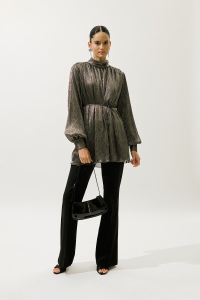 FLOUNCED SHINY TUNIC GOLD 