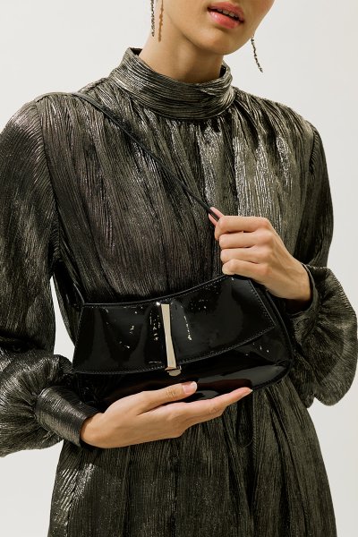 BUCKLE PATENT LEATHER BAG BLACK 