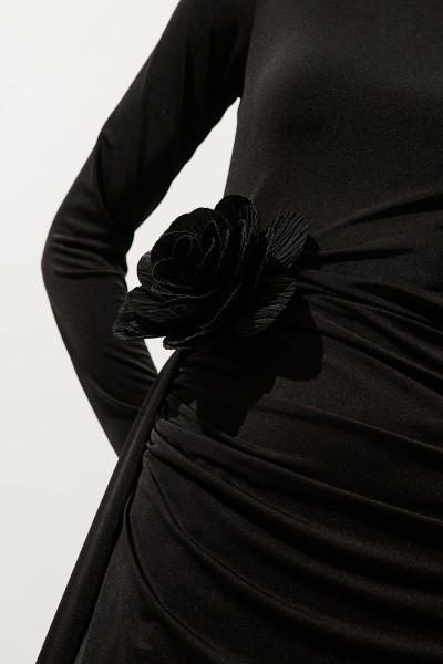 LORA ÇİÇEK BROŞ SİYAH 