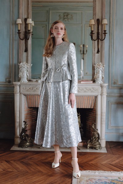 MARY JACQUARD EVENING SKIRT BLUE 