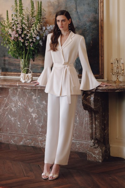 WIDE LEG SATIN EVENING PANTS VANILLA 