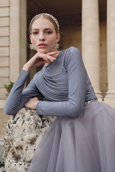 CLOAK DETAILED BLOUSE PURPLE 