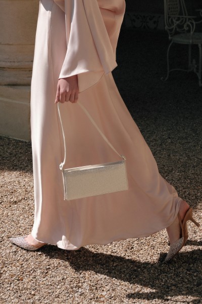STONED BAGUETTE EVENING BAG SILVER 