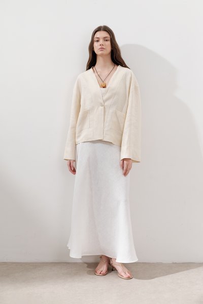 LINEN SINGLE-BUTTON BLOUSE VANILLA 