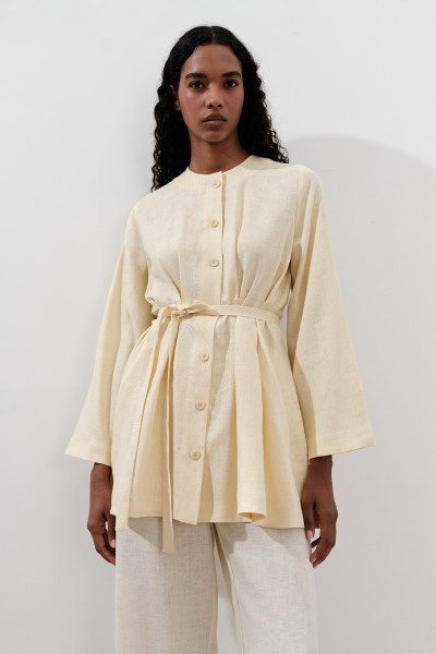 LINEN DARTED TUNIC YELLOW 