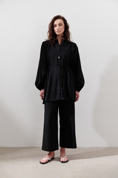 TENCEL PLEASED TUNIC BLACK 