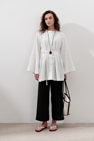 LINEN DARTED TUNIC ECRU 