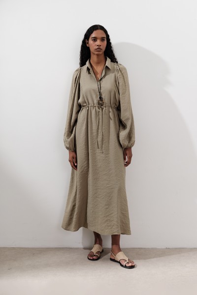 TENCEL DÖKÜMLÜ ELBİSE YEŞİL 