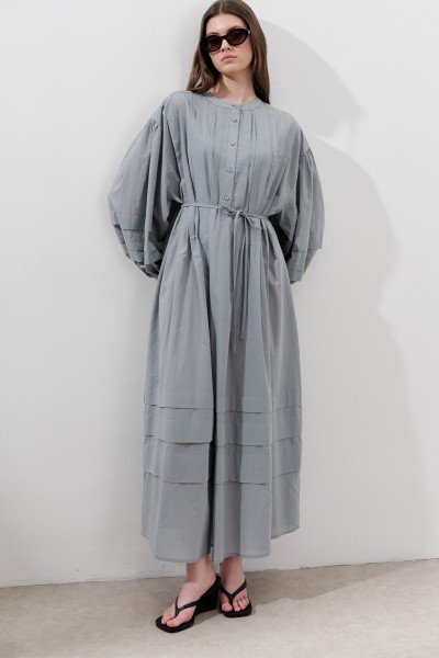 NERVÜRLÜ GENİŞ ELBİSE MAVİ 