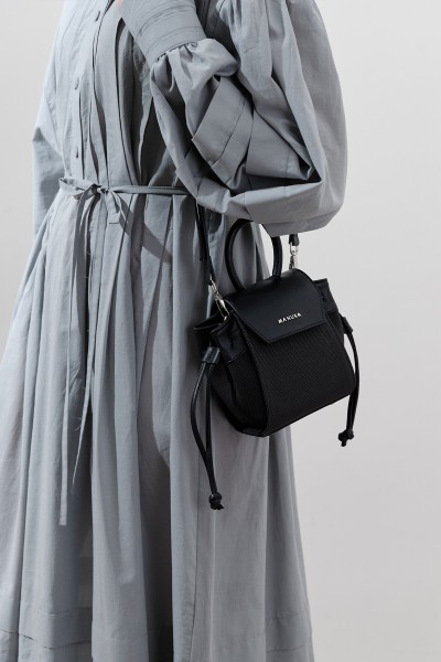 KANVAS KAPAKLI MİNİ ÇANTA SİYAH 