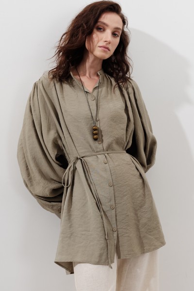 TENCEL PLEASED TUNIC GREEN 