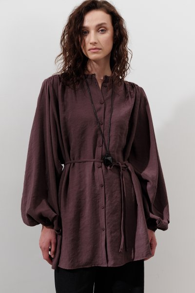 TENCEL PLEASED TUNIC PURPLE 