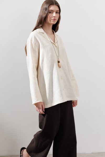 LINEN WIDE SLEEVE SHIRT VANILLA 