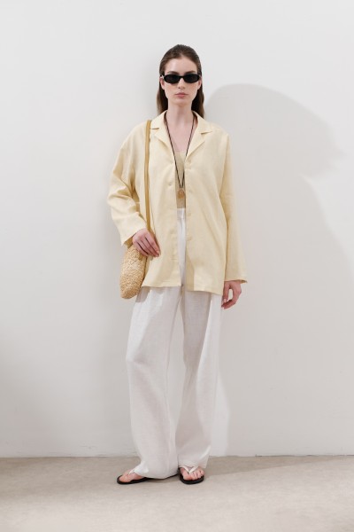 LINEN WIDE SLEEVE SHIRT YELLOW 
