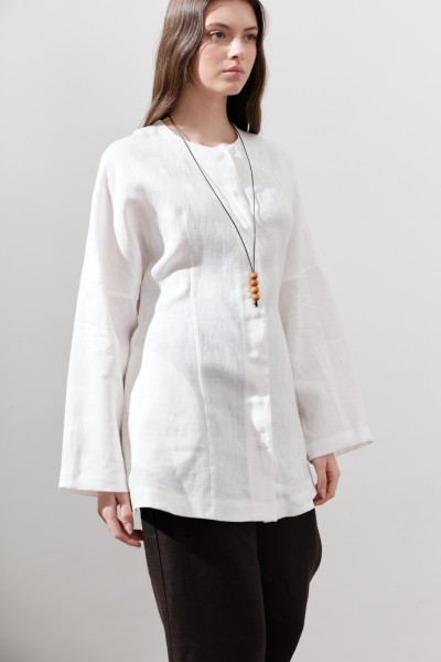 LINEN FITTED JACKET ECRU 