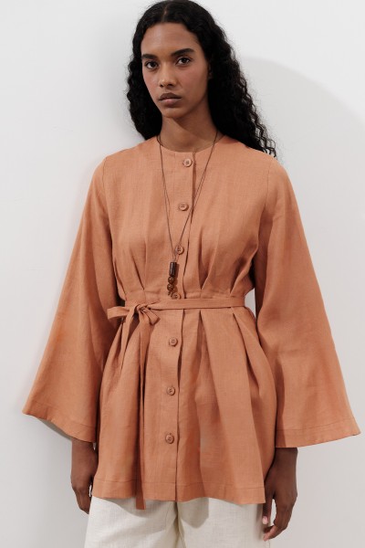 LINEN DARTED TUNIC ORANGE 