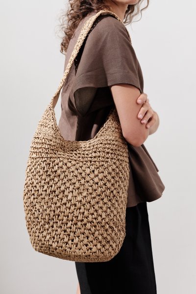 BRAIDED WICKER CROSS BAG NATURAL 