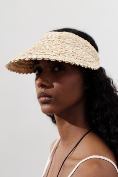 STRAW VISOR HAT BEIGE 