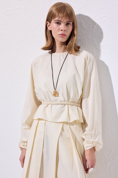 SHORT TIE DETAIL BLOUSE VANILLA 