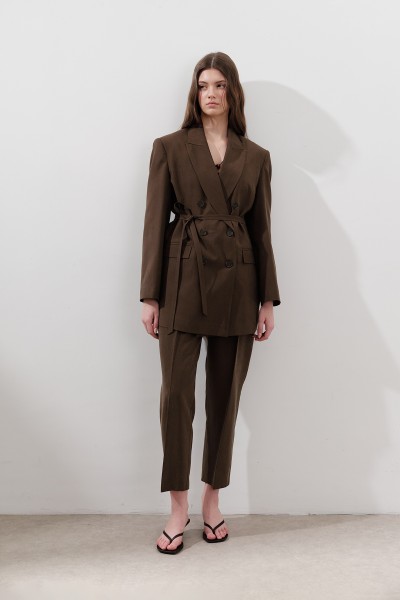 TENCEL PİLELİ PANTOLON ACI KAHVE 