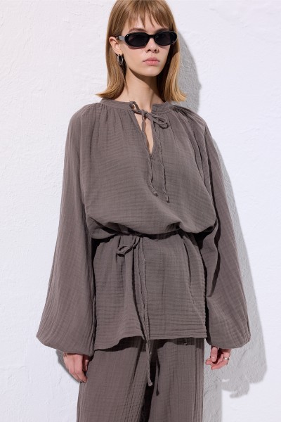 MUSLIN BLOUSE GREY 