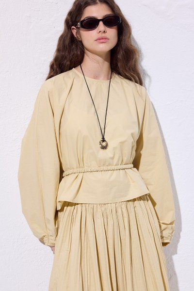 SHORT BAG DETAILED BLOUSE SOFT YELLOW 