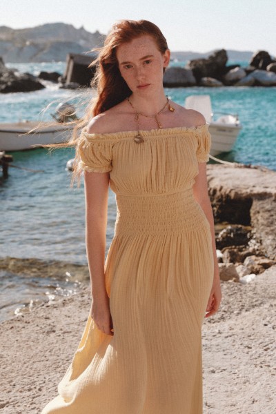 MUSLIN SHIRT DRESS YELLOW 