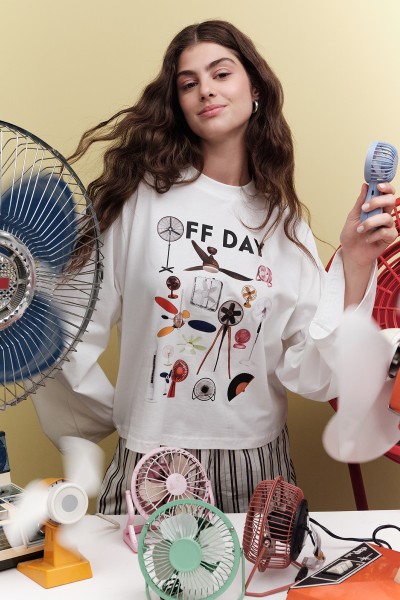 PRINTED CROP LONG SLEEVE T-SHIRT OFFDAY 