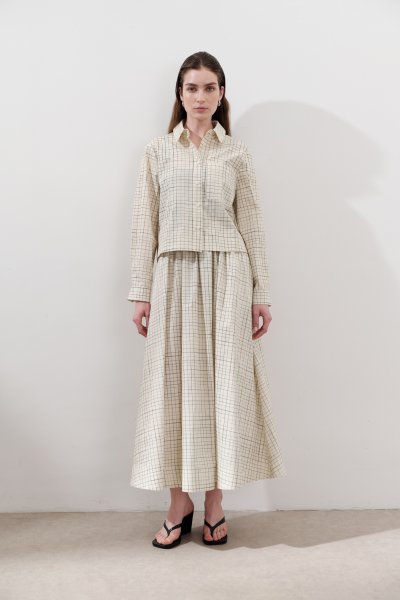 DESENLİ POPLİN ETEK SARI 